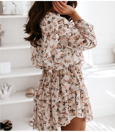 Floral Print Casual Long Sleeve Dress